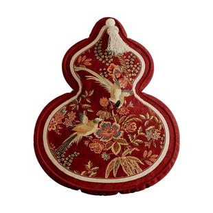 春和锦明新中式客厅沙发抱枕红色新年结婚礼物靠枕葫芦枕喜庆靠垫