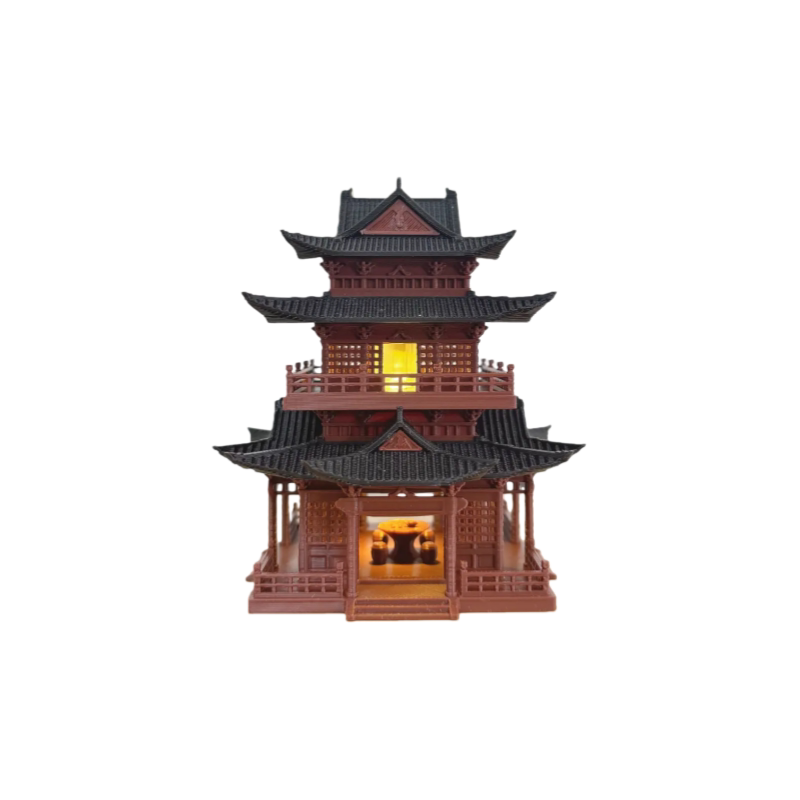古建筑模型小房子摆件水陆鱼缸盆景假山古风微景观造景亭子diy