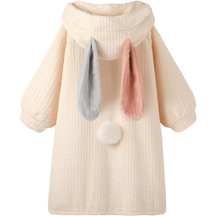 『小丑兔』日系睡衣女款冬2026新款加厚法兰绒甜美长袖家居服睡袍