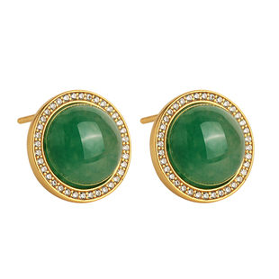 天然非洲翡翠纯银福袋耳钉女非洲翠中式绿色耳饰耳环新年过年礼物