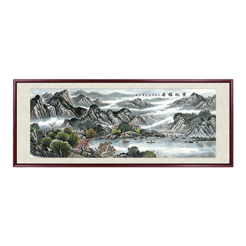 国画山水画沙发背景墙新中式挂画