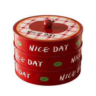 干果盘红色家用客厅圣诞坚果瓜子糖果盒乔迁之喜结婚零食水果盒