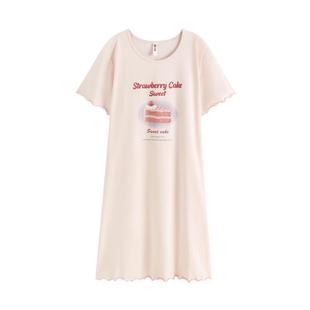 芬腾睡裙女款夏季纯棉短袖连衣裙休闲卡通睡衣女士夏天家居服新款