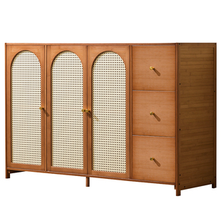 复古风书架落地置物架客厅家用书柜收纳矮柜子储物靠墙餐边柜斗柜