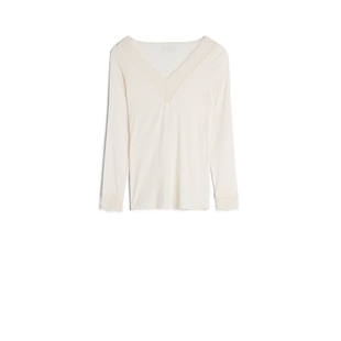 Intimissimi意舒漫含羊绒保暖内衣肌底衣蕾丝V领长袖打底衫CLD28P