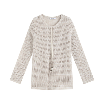 SAMEFLOW 海贝串珠度假风镂空针织设计感春季新款上衣针织衫女款