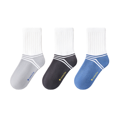 小龙人抗菌无骨秋冬中筒纯棉袜
