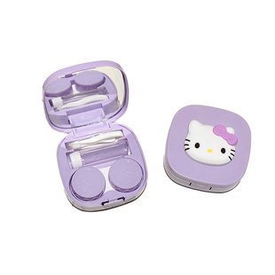 美瞳盒可爱KT猫隐形眼镜盒女学生便携双联伴侣盒美瞳收纳护理盒