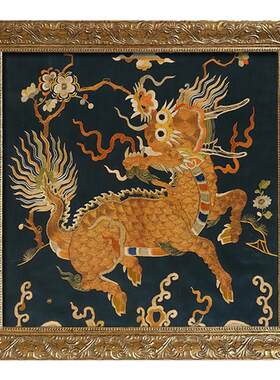 新中式中古风吉祥寓意麒麟装饰画