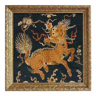 可可的画廊新年吉祥寓意新中式中古风小众个性麒麟装饰画茶室挂画