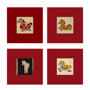 马年卡通装饰墙贴马上有钱新年招财装饰画芯餐厅背景墙壁自粘贴画