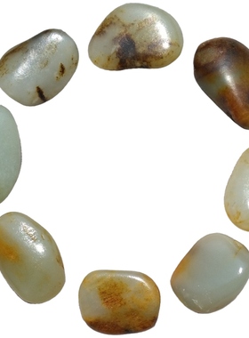 和田玉黄皮白玉籽料原石手串