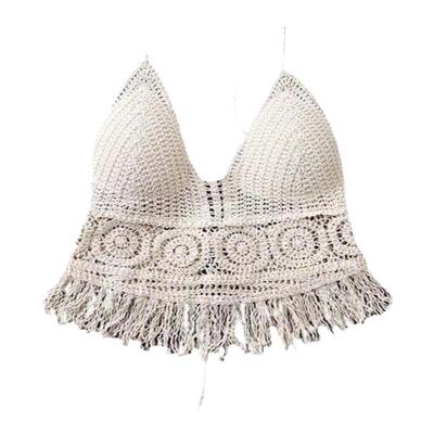 度假风编织镂空美背吊带上衣