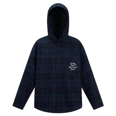 404MOB磨毛格子连帽衬衫廓形休闲