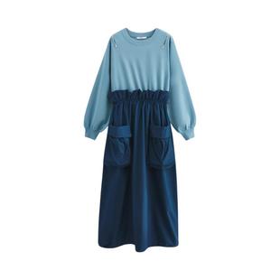 SLY 冬季新品甜酷风拼接假两件收腰卫衣连衣裙038GAZ33-4350