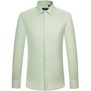 【羊毛羊绒衬衫】东博利尼春秋羊毛休闲长袖衬衫男灰绿色纯色衬衣