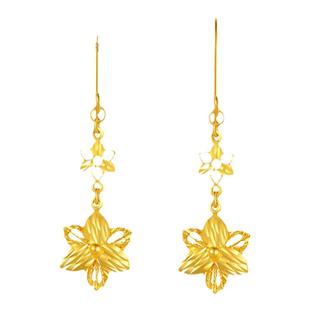 百泰黄金耳钉足金耳饰金耳钩花朵耳坠车花耳环气质女表白礼物