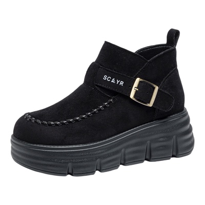 马丁靴女秋新款真皮厚底增高短靴