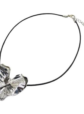 欧美小众金属立体花朵项链