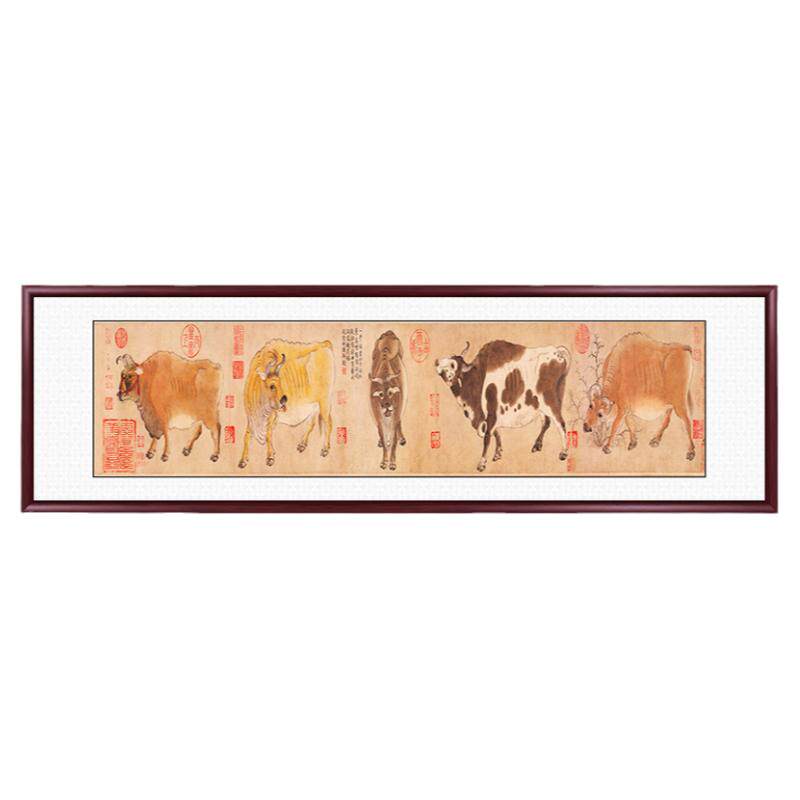 五牛图国画新中式客厅装饰画