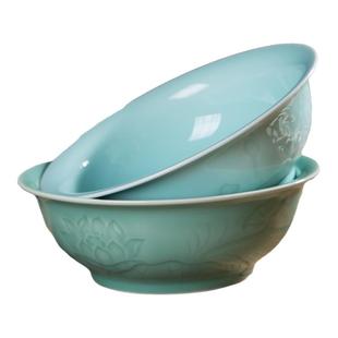 瓯江龙泉青瓷餐具中式水墨风莲花水芙蓉汤碗家用陶瓷创意鱼盘菜碟