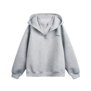 TIRED美式潮牌假两件休闲连帽卫衣春季新款情侣宽松套头衫上衣潮