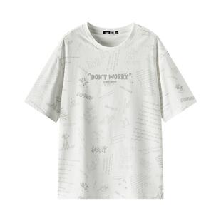 森马短袖T恤男夏季趣味萌宠满印字母针织衫纯棉宽松上衣时尚潮流