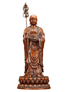 德祥缘紫铜立地藏王站像家居客厅办公室装饰品工艺品礼品