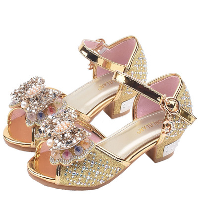 公主风新款女童走秀灰姑娘水晶鞋