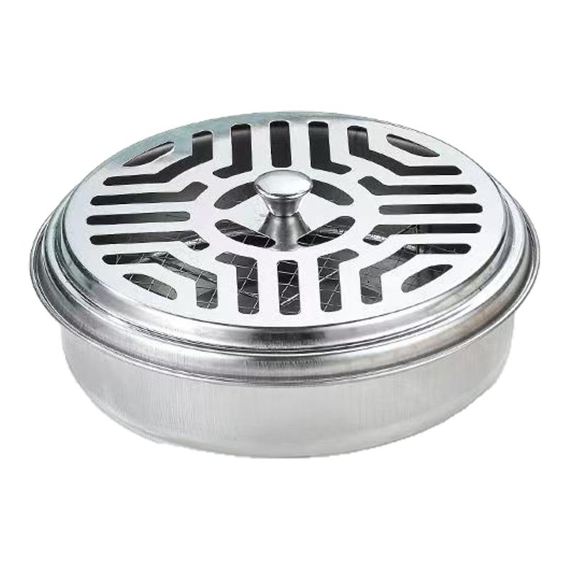 防火蚊香盒不锈钢驱蚊器户外防蚊香盘带盖怀炉套托盘加高家用新款