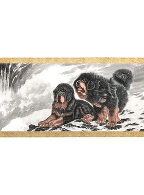 定制藏獒图雪域雄风宠物狗犬动物画十二生肖横幅霸气书房客厅挂画