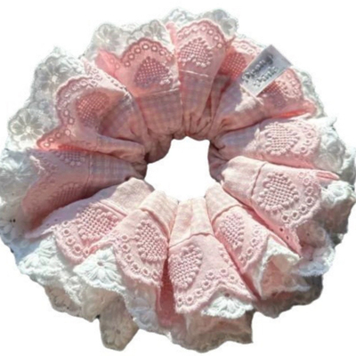周美美同款蓝色蕾丝大肠发圈