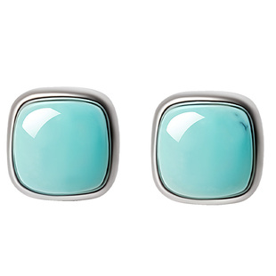 宫里上新绿松石耳钉女天然原矿纯银耳环蓝色耳饰生日礼物送妈妈