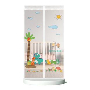 防蚊门帘夏季卡通儿童房磁吸纱门魔术贴免打孔家用自粘隔断帘纱窗