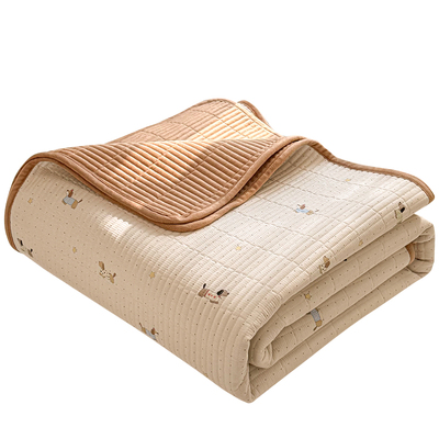 无印良品夹棉床盖宝宝绒三件套