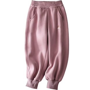 女童加绒裤子秋冬2025新款洋气童装儿童加厚一体绒运动裤时髦卫裤