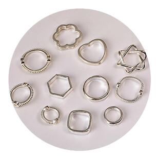 S92纯银包边圆形镂空隔珠diy手工圆环包珠环串珠子手链材料配饰G