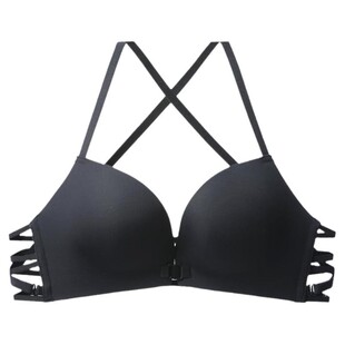 美背内衣女小胸聚拢前扣细带无钢圈无痕性感后背交叉防下垂胸罩冬
