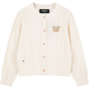 [商场同款]水孩儿童装针织外套女童2025秋冬款中大童圆领羊毛开衫