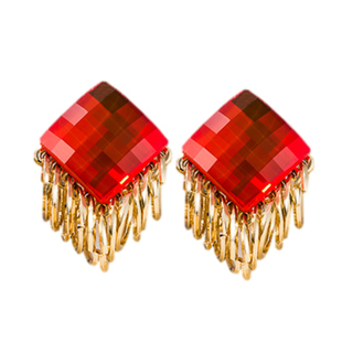 S925银针水晶流苏耳环女长款耳钉夸张个性感欧美大牌气质耳坠耳扣