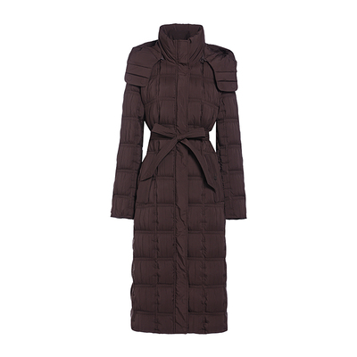 JESSIE过膝鹅绒绗线连帽羽绒服女