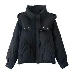 独特漂亮酒红色连帽面包羽绒服女2026深冬季新款加厚保暖短款外套