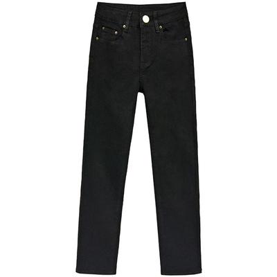 秋冬新款直筒弹力黑色阔腿牛仔裤