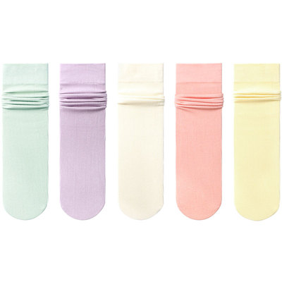 PRIMEET/派米袜子女夏季薄款冰冰袜中筒袜白色花边夏天卷边堆堆袜