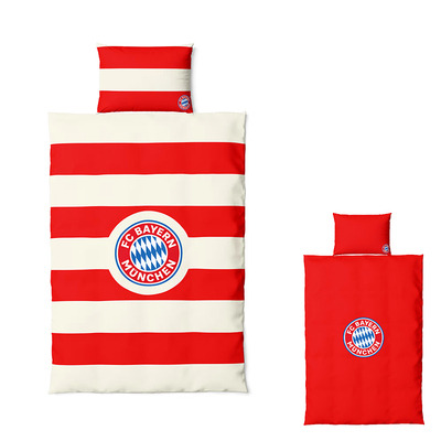 进口拜仁周边床品套装红/红白条法兰绒枕被套官方正品35280品德居