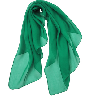 【微瑕特价】秋季女士翡翠绿色真丝小方巾桑蚕丝围巾薄款丝巾纱巾