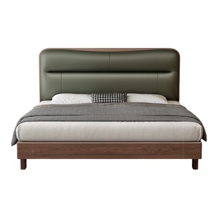 全实木床落地床木板床排骨架床架框架床1米8双人床黑胡桃木1米5床