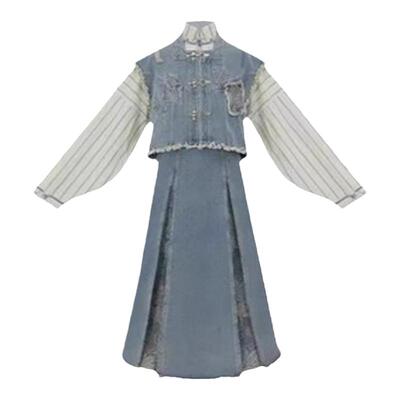 全店赠送运费险~新中式牛仔套装