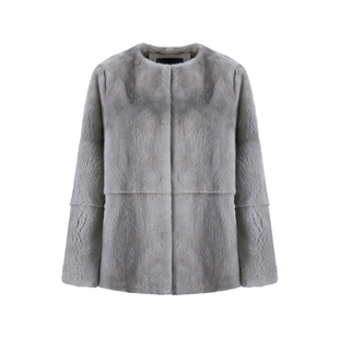 MARYLING玛俪琳冬季烟灰色圆领水貂毛皮草短款外套A1CHW9F050