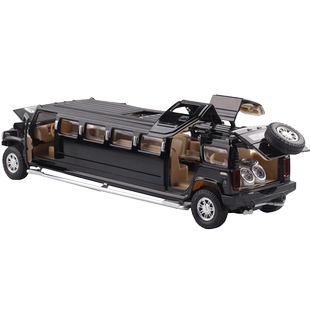 金属仿真1/32悍马加长警车回力儿童汽车模型男孩玩具收藏摆件合金